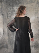 Load image into Gallery viewer, 1930s Sheer Black Silk and Lace Dress