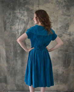 1950s Teal Velvet Dress