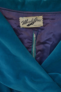 1950s Teal Velvet Dress