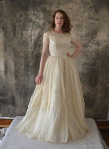 1960s Ivory Organza Wedding Gown