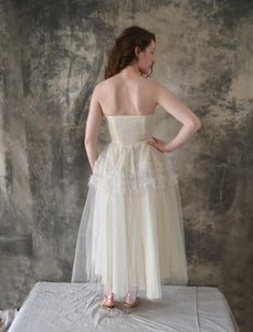 1950s Strapless White Tulle Dress size XS