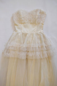 1950s Strapless White Tulle Dress size XS