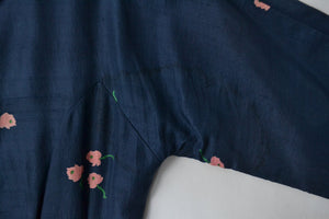 1950s Navy Silk Print Dress