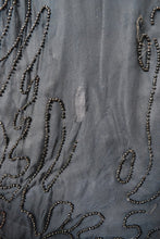 Load image into Gallery viewer, 1920s Navy Silk Beaded Flapper Dress