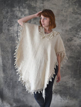 Load image into Gallery viewer, 70s Natural Wool Fringe Poncho