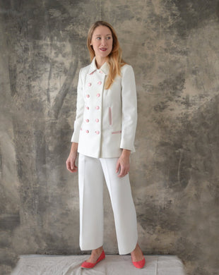1960s White Lilli Ann Knits Three Piece Suit Size Medium