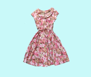 1950s Pink Floral Dress size S