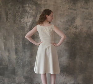 1950s White Satin Dress size XXS