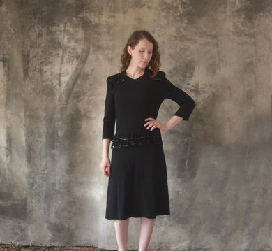 1940s Black Rayon Dress size Small