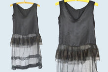 Load image into Gallery viewer, 1920s Sheer Black Silk and Net Dress size XS