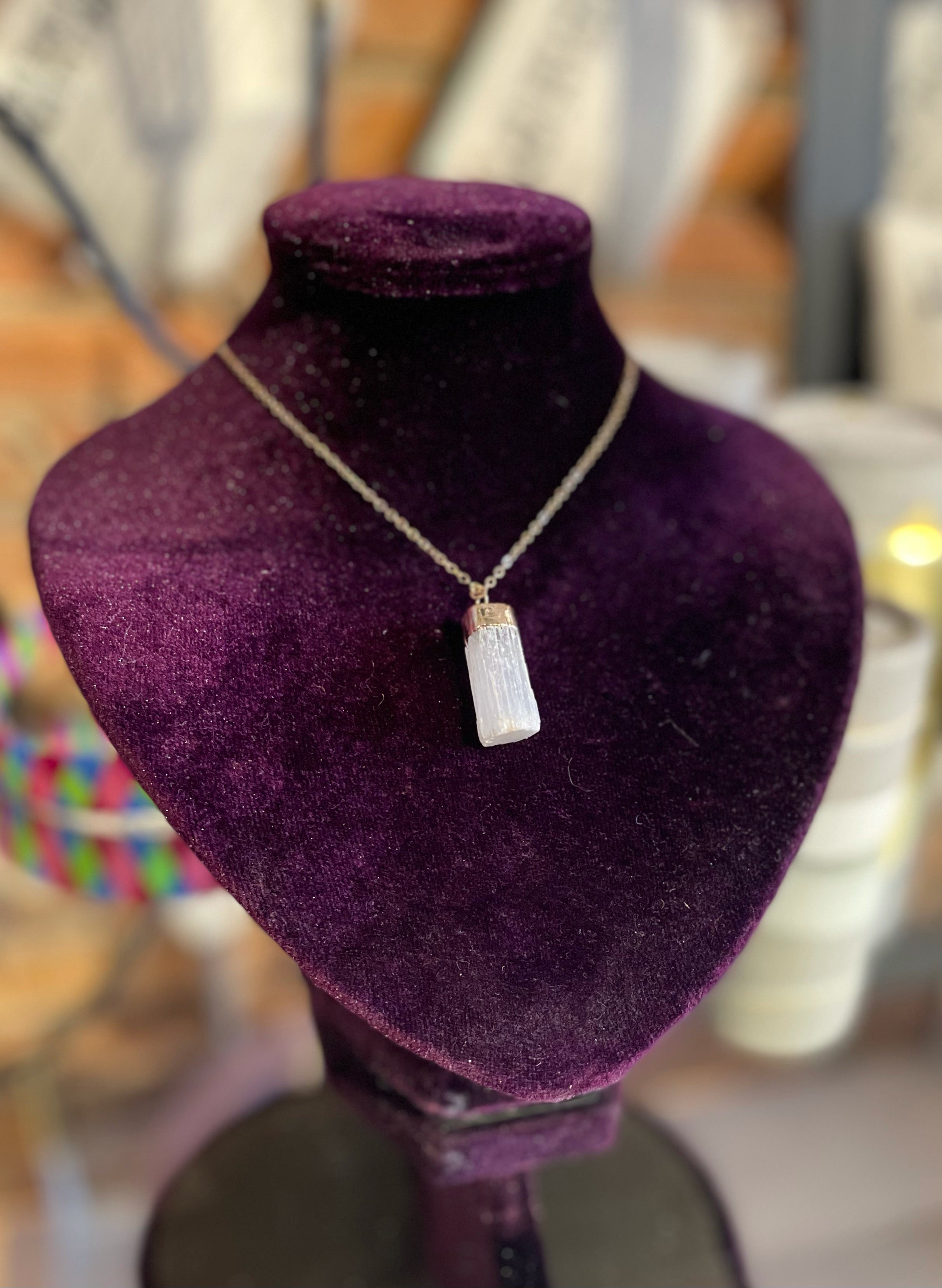 Small Selenite Wand Necklace