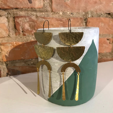 Hand Wrought Brass Earrings by Andrea Koschman