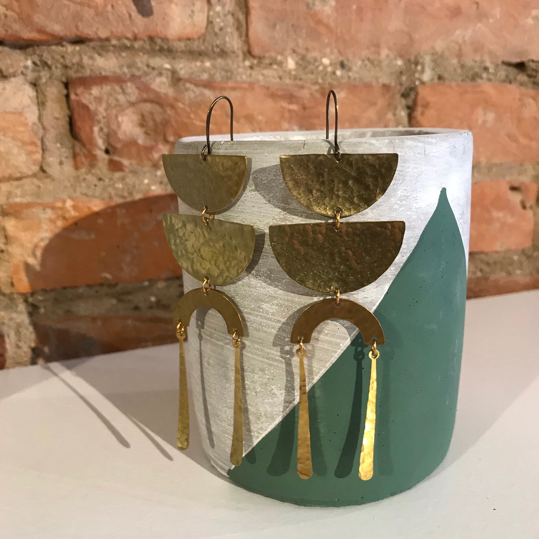 Hand Wrought Brass Earrings by Andrea Koschman