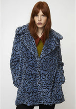 Load image into Gallery viewer, Compania Fantastica Furry Blue Leopard Coat