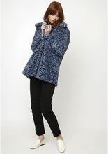 Load image into Gallery viewer, Compania Fantastica Furry Blue Leopard Coat