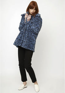 Compania Fantastica Furry Blue Leopard Coat