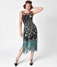 Load image into Gallery viewer, Beaded Peacock Flapper Dress