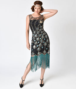 Beaded Peacock Flapper Dress