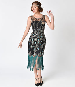 Beaded Peacock Flapper Dress