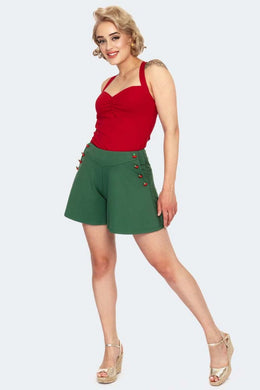 Cherry Button Flare Shorts