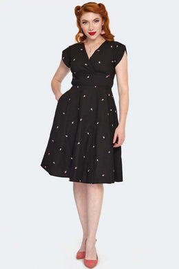 Rose Embroidered Flare Dress