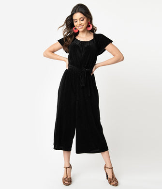 Chic Black Velvet Jumpsuit