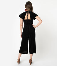 Load image into Gallery viewer, Chic Black Velvet Jumpsuit