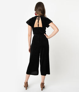 Chic Black Velvet Jumpsuit