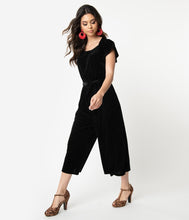 Load image into Gallery viewer, Chic Black Velvet Jumpsuit