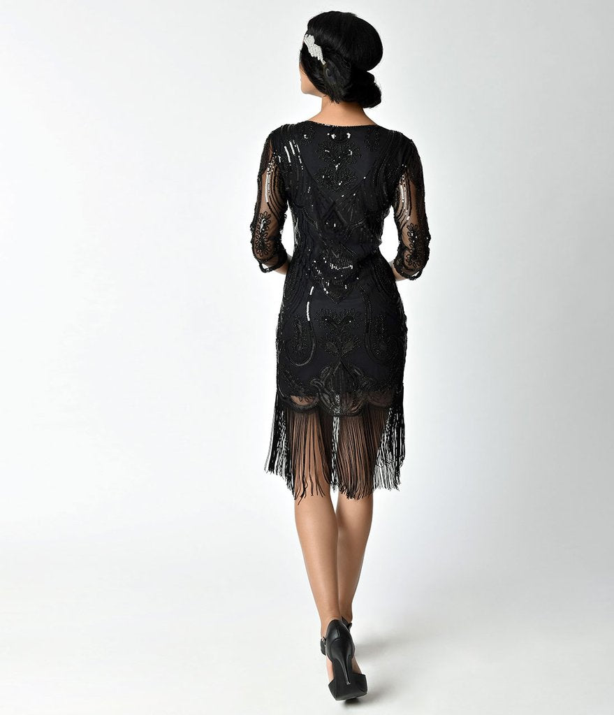Beaded Fringe Flapper Dress petrune Beaded Fringe Flapper Dress petrune