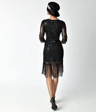 Load image into Gallery viewer, Beaded Fringe Flapper Dress