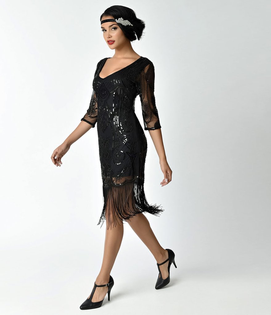 Beaded Fringe Flapper Dress
