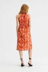 Orange Tie Dye Halter Dress