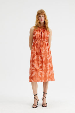 Orange Tie Dye Halter Dress